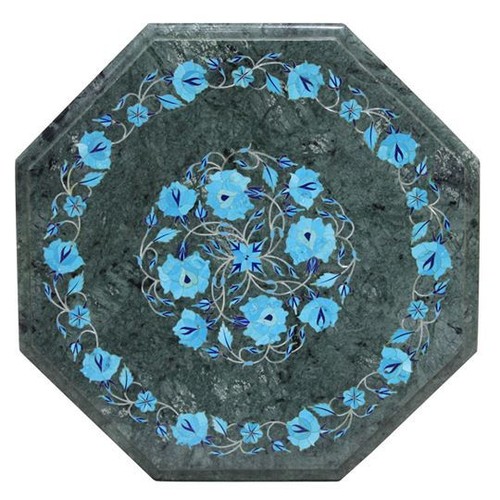 Green marble table top - 12",