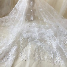Blanc Cassé Flocons de Neige Dentelle Broderie Arbre Maille pour Mariage Robe