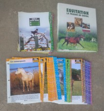 vintage  lot fiche + classeur editions atlas equitation   la passion du cheval