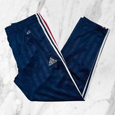 Adidas Vintage Pantalon survêtement Homme Écrit Japonais Bleu Rouge Trois Rayé S