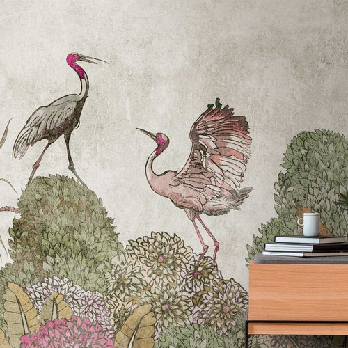 Papier peint oiseaux - peint, m1