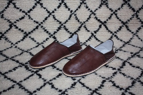 Babouches cuir brun - babouches,