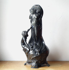 Magnifique Grand Vase Art Nouveau en étain argenté WMF Germany 1900 Hauteur 40cm