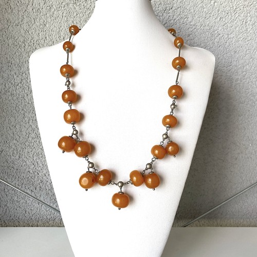 Collier ancien ambre rond - en,
