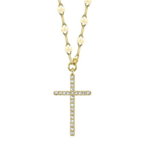 Pendentif croix jaune - en, or