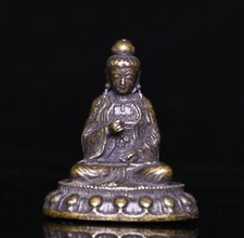 Old Dynasty Pure Bronze Kwan-yin Guan Quan Yin Bodhisattva Goddess Buddha Statue