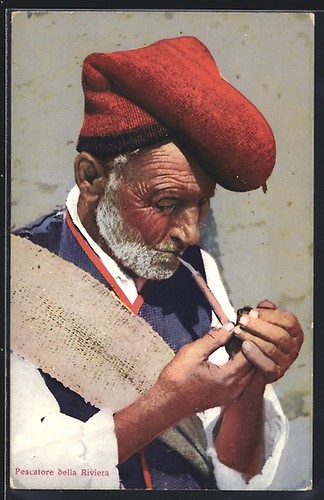 Carte postale pêcheur italien