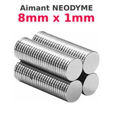 Lot aimant neodyme 8x1mm rond puissant 8mm x 1mm super magnet plat fort mini