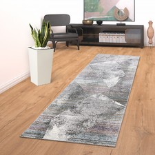 Salon Tapis Poils Ras Design Vintage Géométrique Moderne Look Rayures