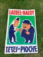 RARE LAUREL ET HARDY Affiche film 120x80  Tête de Pioche 1945 (France)