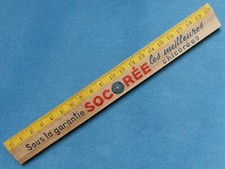 Ancienne règle en bois publicitaire  SOCOREE   Double décimètre