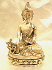 BOUDDHA SCULPTURE STATUE ASIATIQUE BRONZE ARGENTE CHINE CHINA BUDDHA  signé