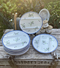 10 Assiettes à compartiment - Creil Montereau - Modèle Barbeau, Terre de Fer