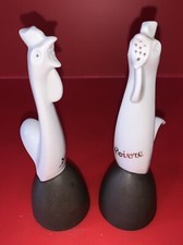 Coqs salière poivrière porcelaine Limoges Raynaud statuette vintage art Deco