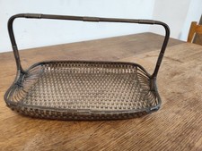 Ancien Panier corbeille métal argenté tressé  Vintage