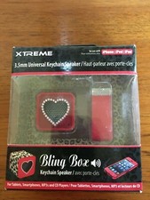 Xtreme Universal Keychain Speaker - Unique Bling box Red with Sparkly Heart
