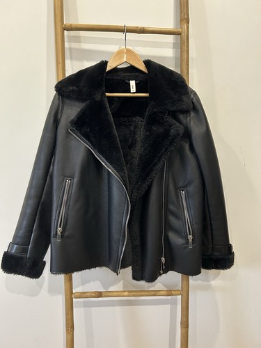 Manteau oversize noir cuir - , et