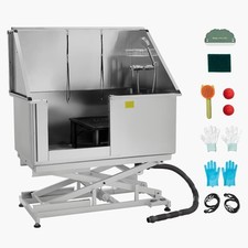 Baignoire de Chien Animaux Compagnie Électrique Acier Inox 127 cm Gauche