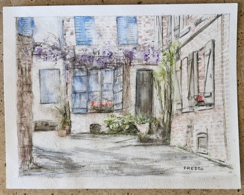 Aquarelle originale façade - originale,