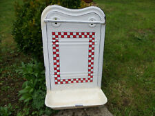 ÉGOUTTOIR ANCIEN EN ÉMAIL - PORTE USTENSILES - DAMIERS ROUGES ET BLANCS