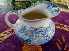 Broc de Toilette ancien U et C Sarreguemines Modèle Jardinière Motif Floral Bleu