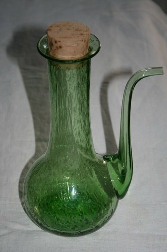 Huilier verre bullé signé - bullé,
