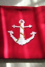 Patch écusson Ancre marine et sa chaine. Décoration textile au crochet fait main