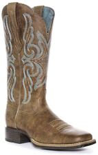 Bottes Western En Cuir Pour Femmes Ariat Primera Strech En Brun Bleu UK 3 - 9