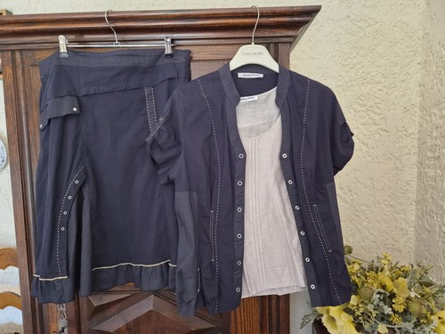 Veste jupe bleu marine - veste,