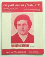 Partition vintage sheet music RICHARD ANTHONY : En Passant la Frontière * 60's