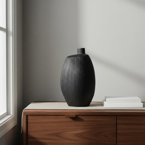 Vase noir résine design - vase,