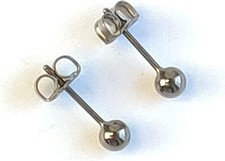 Titanium Ball Earrings - 4mm with Post 100% Hypoallergenic for Sensitive Ears...
