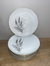 Lot 8 Assiettes Porcelaine D’Aquitaine Emaux Limoges Motifs Nature Blé Vintage