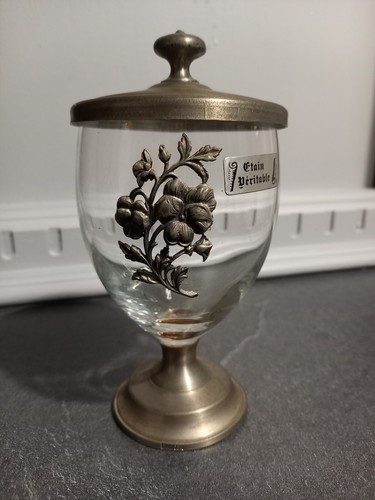 Verre sur pied etain - verre,
