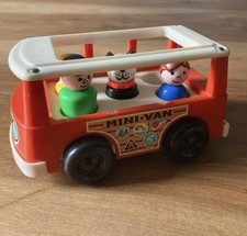Mini-Van Fisher-Price 1969 4 Personnages Jouet Mini-Bus Vintage