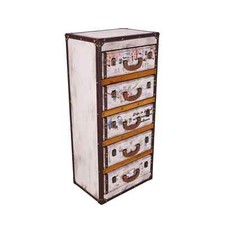 Commode Style Vintage À 5 Tiroirs Colorés Avec Poignées Décoratives