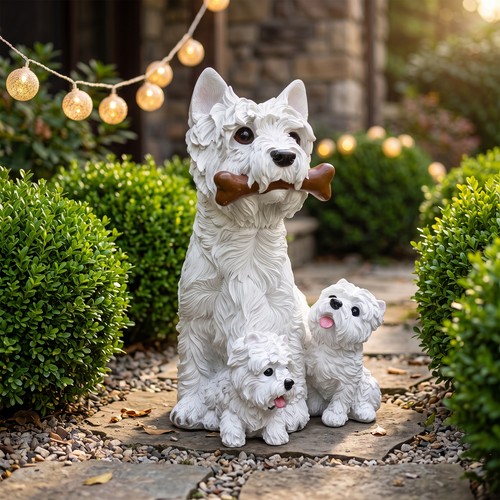 Set westie dog - dog, garden