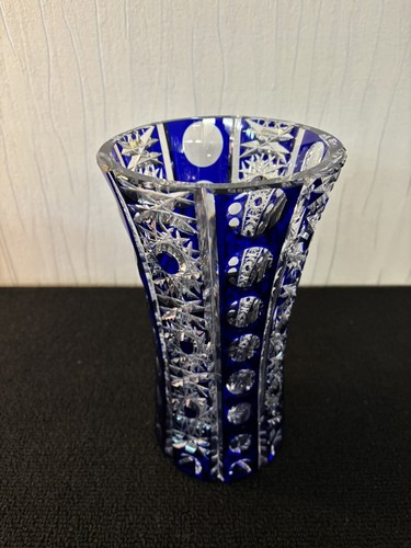 Grand vase overlay bleu