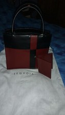 Sac à main cuir SÉQUOIA" Damiers" bordeaux / noir Neuf + porte feui