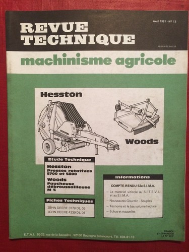 Revue technique machinisme - revue,