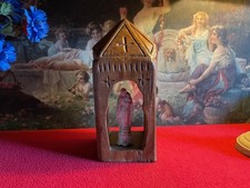 ART POPULAIRE / ALPES - ANCIEN AUTEL RELIGIEUX BOIS MONOXYLE SCULPTÉ AVEC VIERGE