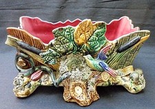 Jardinière barbotine décor naturaliste Tours ? Avisseau ? Landais ?  fin XIXe  .