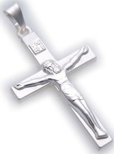 Pendentif Neuf Croix Avec Jesus Argent Véritable 925 36mm Sterling Unisexe