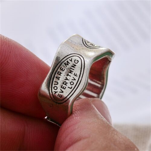 Argent lettre gravée bague