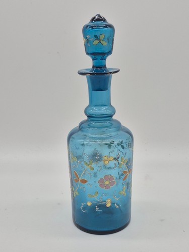 Carafe verre bleu decor - carafe,