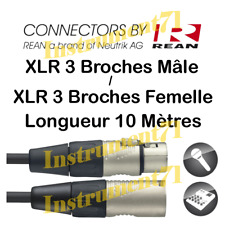 Câble XLR 3 Broches Mâle Femelle Connecteurs REAN by Neutrik Long 10 METRES