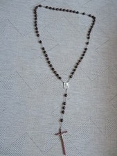 GRAND CHAPELET AVEC GROSSES PERLES BOIS 195 cm + 50 cm  lire et voir les photos 