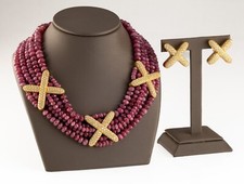 18K or Jaune de Luxe Rubis Strand Perle Collier 16-inch avec Diamants 13.5 Tdw