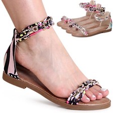 Sandales À Talons Pour Femmes En Strass Confortables Style Boho Chaussures D'Été