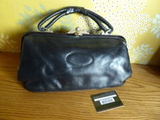 VINTAGE sac rétro mallette docteur 100 % CUIR Agneau noir BON ETAT